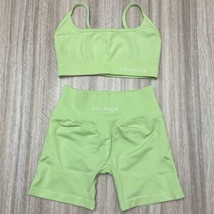 YoungLA Seamless Core SET Strappy Bra and Shorts Size X-Small in Lime Green